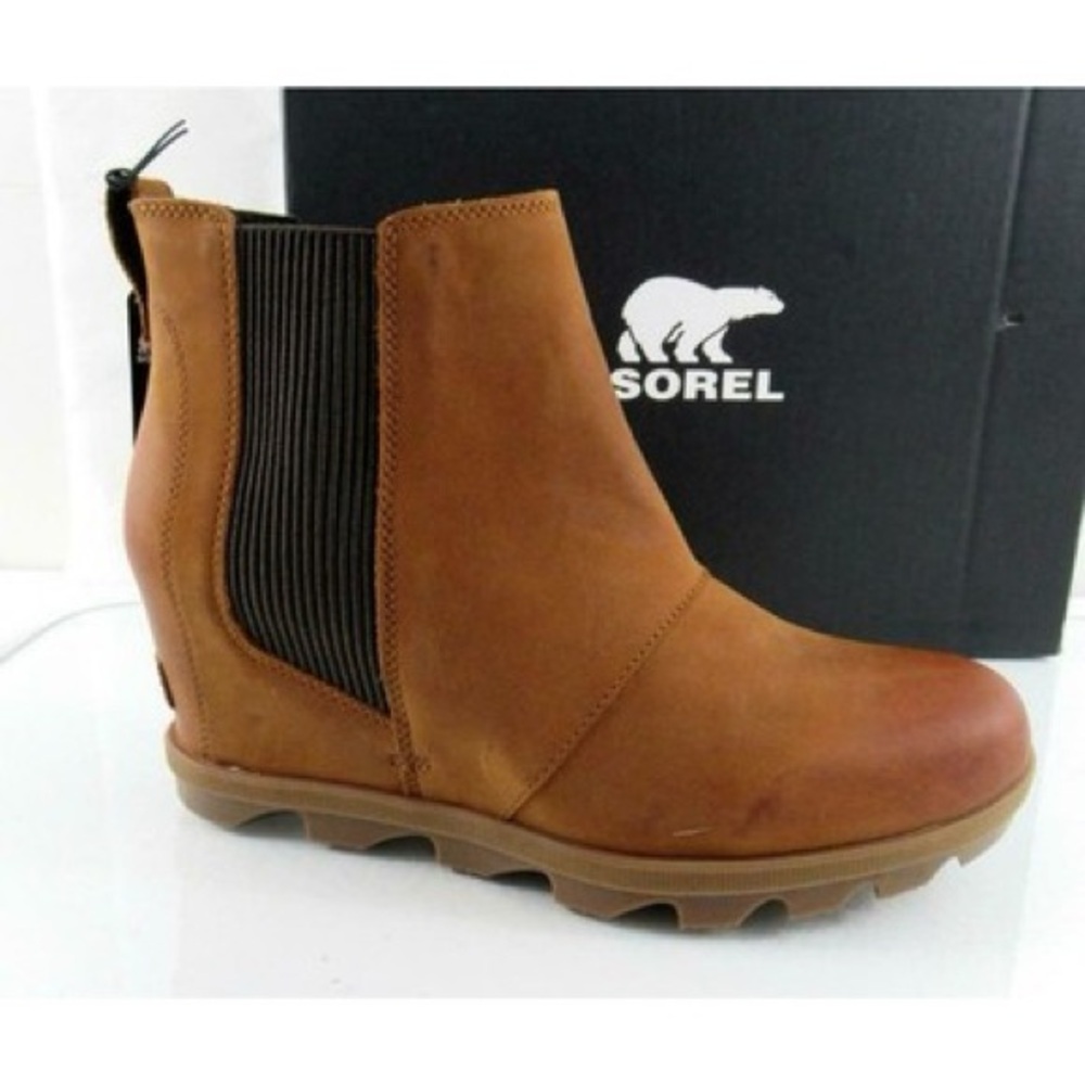 Sorel Joan Of Arctic Wedge II Chelsea Booties Ankle Boots Iced Tea Tan